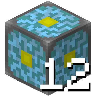 A 'nether reactor core' block from Minecraft. The number 12 next to it indicates there are 12 of them in the inventory.