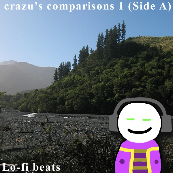 A Full size image of the calm and peaceful half of the front cover, labelled 'Side A: Lo-fi beats'